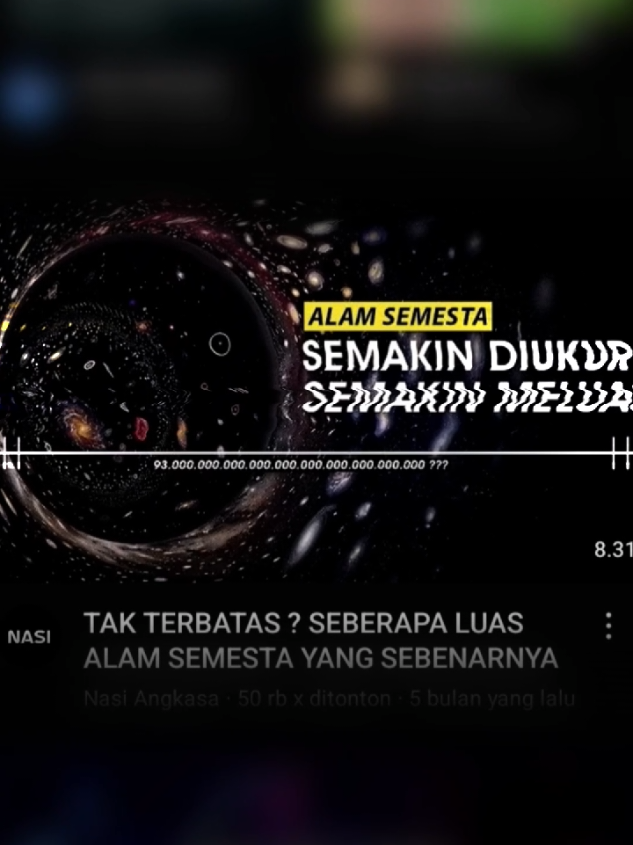 Alam semesta yang bisa diamati manusia saat ini memiliki diameter sekitar 93 miliar tahun cahaya. Artinya, cahaya yang kita lihat dari galaksi paling jauh membutuhkan waktu hingga 46,5 miliar tahun cahaya untuk mencapai kita dan itu dari satu arah saja. Meskipun umur alam semesta baru sekitar 13,8 miliar tahun, perluasan ruang membuat tepi alam semesta yang bisa diamati jauh lebih besar dari itu. Tapi itu baru bagian yang bisa kita lihat. Di luar sana, bisa saja ada bagian alam semesta lain yang tak terjangkau cahaya dan belum pernah kita lihat. Dan bisa jadi... alam semesta ini tak terbatas. Bahkan, menurut beberapa teori seperti inflasi kosmik, alam semesta bisa jadi lebih dari satu, membentuk multiverse kumpulan alam semesta yang tak saling berhubungan. Jadi, seberapa luas alam semesta? Jawabannya: lebih luas dari yang bisa dibayangkan, dan kita baru tahu sebagian kecilnya. #universe #science #space 