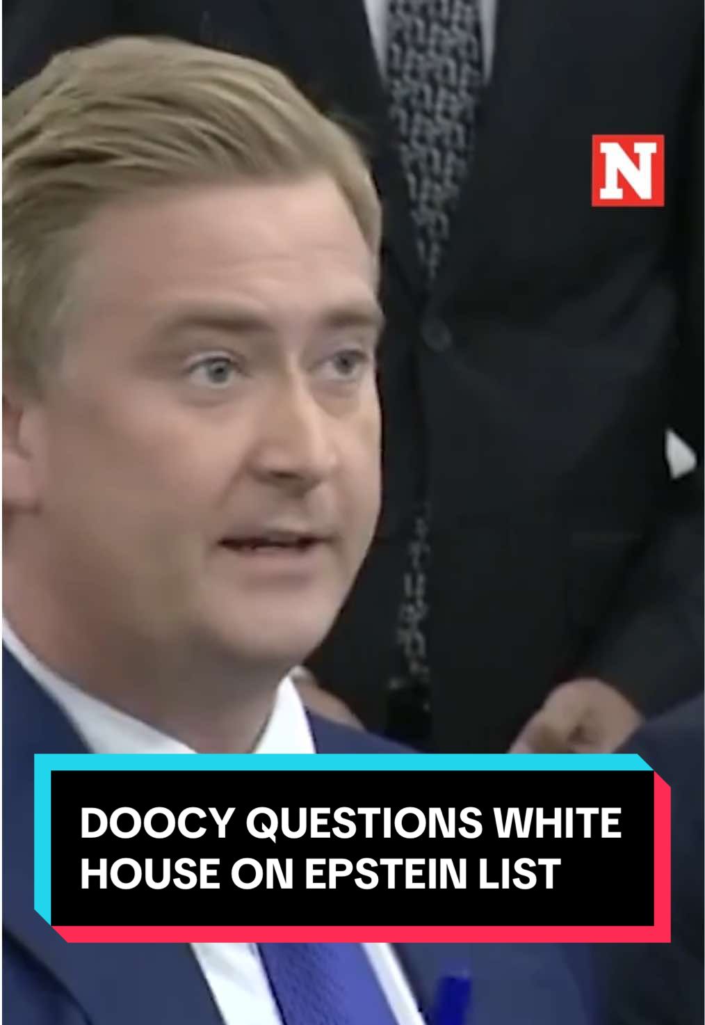 Fox News' Peter Doocy questioned #WhiteHouse Press Secretary Karoline Leavitt on what happened to the #JeffreyEpstein client list. #newsweek #news #politics #DonaldTrump