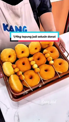 Modal 1/4kg tepung jadi selusin donat 🤩 ini menul empuk dan enak banget 💯 #kangmul #reseptiktok #cemilansimple #donat #donatempuk #donatmenul #donatviral 
