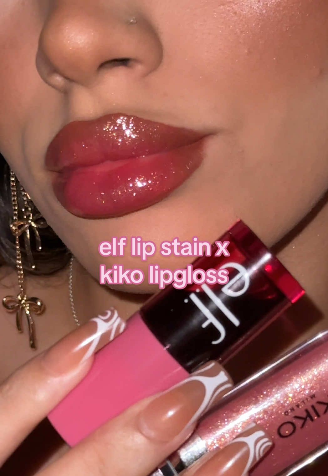 i’ve been putting the new elf cosmetics lip and cheek stain under every lip combo lately for long lasting lips but under this kiko sparkly lipgloss was just soo beautiful 🩷 using @e.l.f. Cosmetics UK sheer for it blush tint 'plums up' & @KIKO Milano 3D hydra lipgloss 17 #elfcosmetics #kiko #kikomilano #kikolipgloss #lipstain #liptint #liptintviral #lipswatch #blushtint 