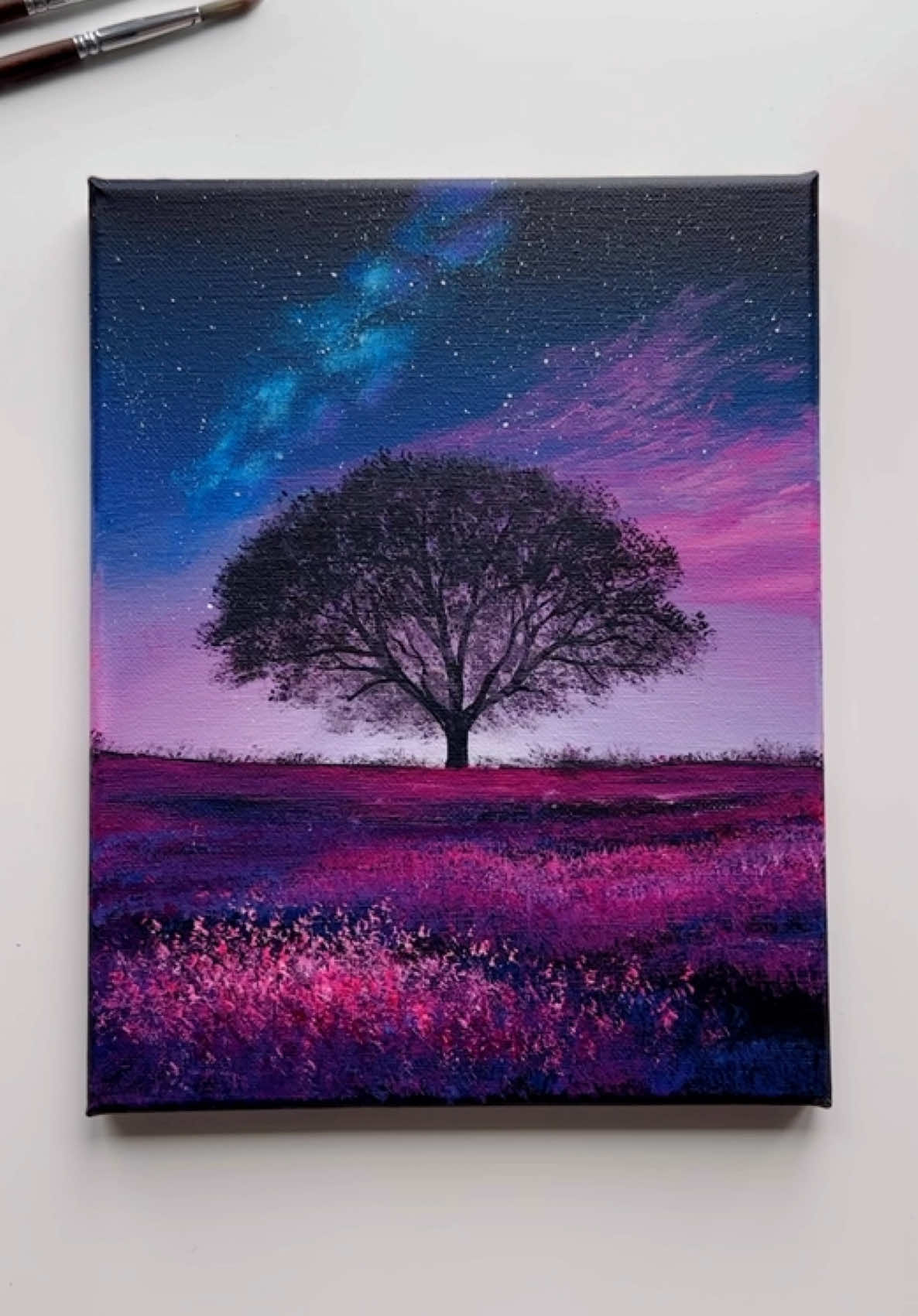 Midnight Blossom 🌸🖤 . . . . . . . . . . . . . . . . . . . . . . . . . . . . . . . . . . . . . . . . . . . . #acrylicpainting #canvasart #treepainting #aestheticart #fypツ #foryoupagе #abminiart #acryliconcanvas #acryliclandscape #landscapepainting #artistoftiktok #artok #cosmicsky #howtopaint #paintingtutorial #paintingart #paintingtiktok #easyart #chillvibes 