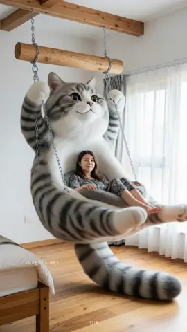 Hanging Cat Shaped Lounger 🐾🛋 Info in bio for details! Who says humans can’t nap like cats? 😂💤 This cat-shaped hanging lounger is here to prove that yes , you too can lounge all day and still look adorable doing it. Meow-worthy vibes only! #CatLounger #Luxarts #HangoutGoals #CuteDesign