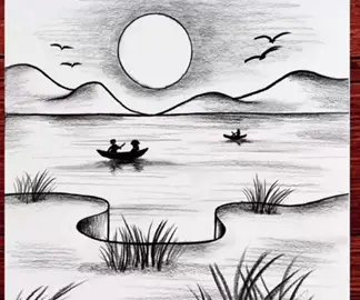 How to Draw Easy Scenery Step by Step -- Simple Rivers and Boat Pencil Sketch 👍✨💝 . . . #pencildrawing #art #artdrawing #girlsketch #pencilsketch #drawingwithpencil #howtodraw 