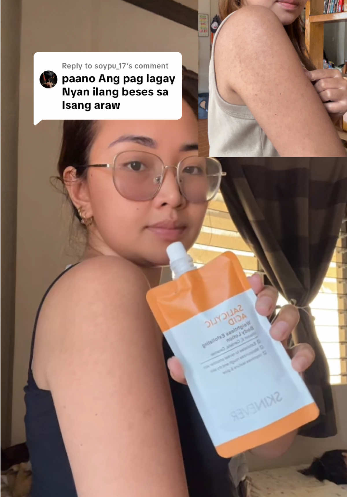 Replying to @soypu_17 hi sis, depende lang sayo ✨ #skinever #skineversalicylicacid #salicylicacidlotion #chickenskin #keratosispilaris #dryskin 