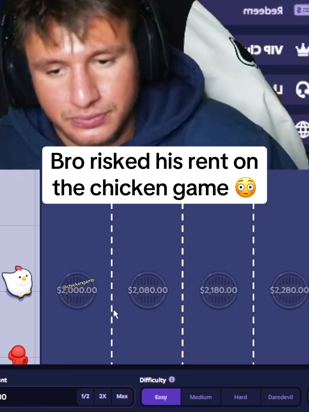 Bro risked his rent on the chicken game 😳 #crossyroad #rydurz #money #rich #togi #stevewilldoit