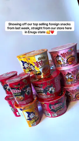 A recap of our best sellers from  last week 🥰 Send a dm to place an order Our physical store is located at  📍3 nwafor orisu Street opposite Pine crest school beside adig suit independent layout, Enugu state. We also deliver nationwide.  . . . . . . . . .. . #rameninenugu #uksnacksinenugu #ussnacksinenugu #asiansnacksinenugu #sojuinenugu #importedsnacks #foreignsnacksinenugu #picnicsnacks #koreanoodles #snackvendorinenugu