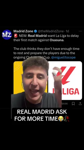 REAL MADRID ASK TO DELAY OSASUNA MATCH😭😭 #realmadrid #laliga #clubworldcup #fyp #tiktoksoccercampaign 