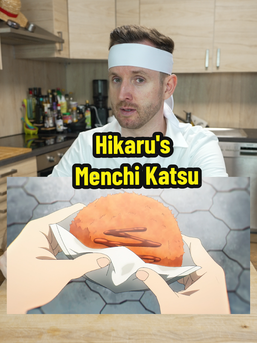 Hikaru's Menchi Katsu from The Summer Hikaru Died Ingredients: Patties: - 250 g minced meat (50/50 beef/pork) - 1 medium onion, finely diced - 40 ml milk - 15 g panko (for the meat mixture) - 1 large egg (for the meat mixture) - 1/3 tsp salt - Pinch of black pepper - 1/3 tsp grated ginger (optional) Breading: - 40 g plain flour - 1 large egg, beaten (for coating) - 120-150 g panko (for coating) Frying: - Vegetable oil (enough for 7-8 cm depth in your pot) Instructions: Combine meat, onions, milk, 15g panko, 1 egg, salt, pepper, and ginger. Mix well. Divide into 4. Form 1.5-2 cm thick patties. Make thumb indentation. Chill 30-60 min. Dredge patties: flour > beaten egg > panko (press firmly). Heat oil to 170-175°C. Fry 2 patties at a time (4-6 min/side) until golden and cooked through. Place on wire rack. Serve hot with Tonkatsu. #hikaru #thesummerhikarudied #katsu #menchikatsu #food #foodkagechris #anime #manga #asmr  #tiktokfood 