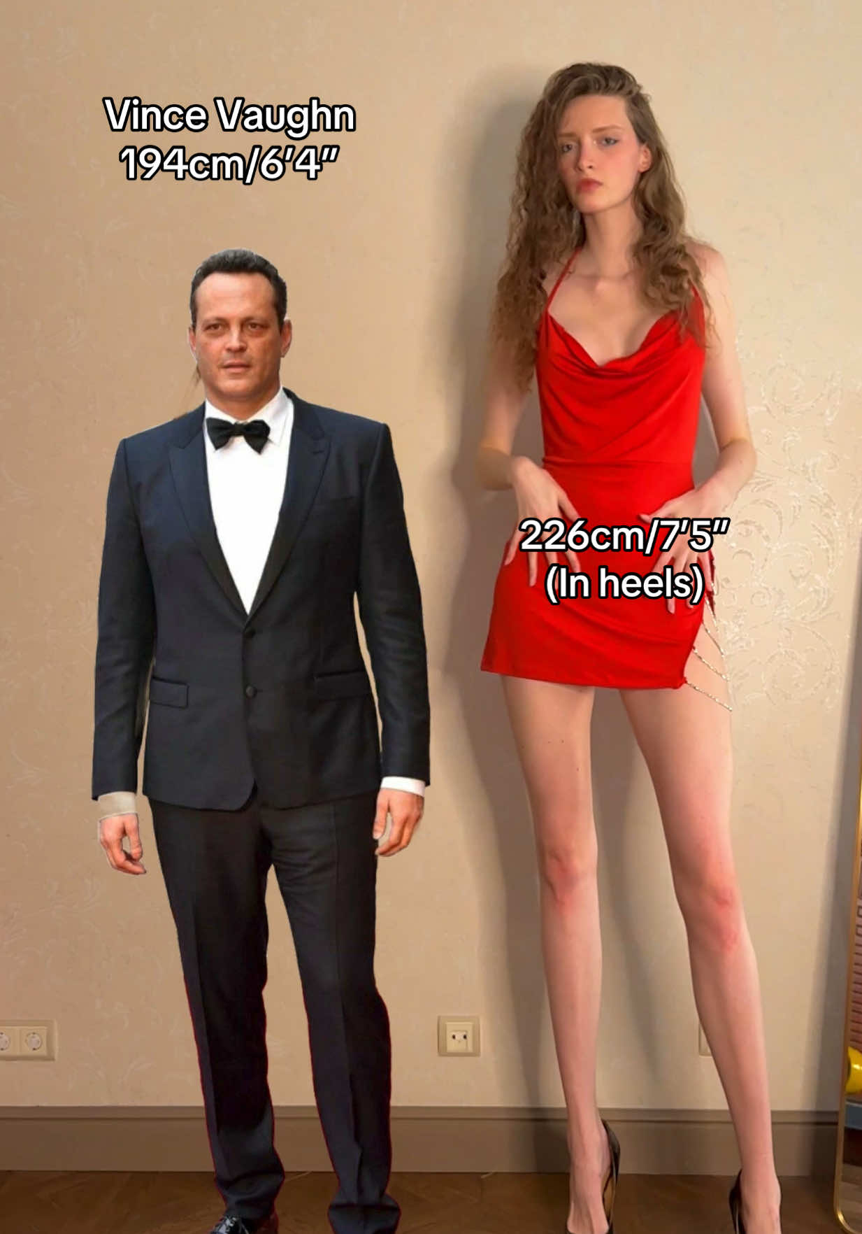 Height comparison with Vince Vaughn🥰 #fyp #tiktoker #trendingvideos #viralvideos #beautiful #goviraltiktok #viralvideosofficial #tallgirl #giantwoman #giantess #funnytiktok #girl #memestiktok #outfit #legs #goddess #model #skirt #dresses #heightdifference #heightcomparison #comparison #vincevaughn #actor #hollywood #red #heels #highheels #feet #longlegs 