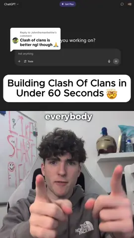 Replying to @Johnthemanhehhe What do you think is better? Making clash of clans with ONLY AI #clashofclans #ai #nocode 