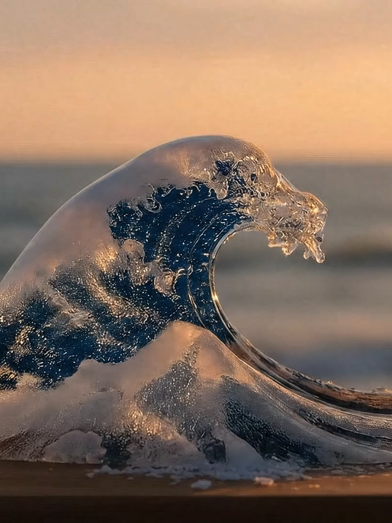 Cutting Waves 🌊 | Check my bio to learn how I make these videos! | Idea from @ximeee_670 #aiasmr #oddlysatisfying #satisfying #fruitcutting #asmrai #glassfruit #calm #waves #water