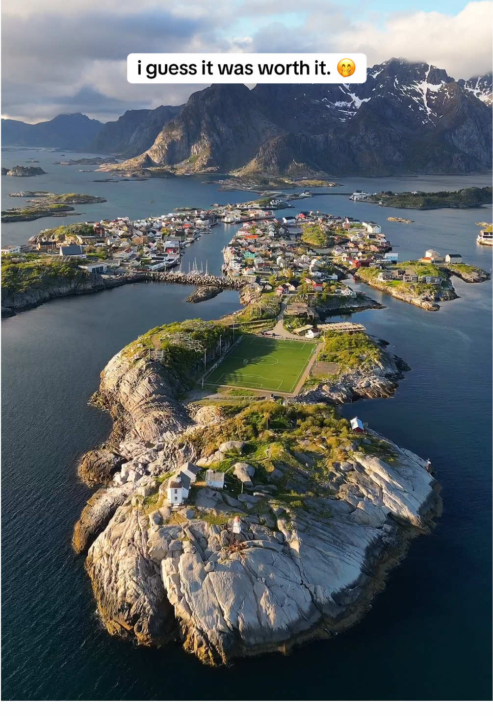the most beautiful soccer field in the world 🤯 Welcome to Henningsvær Stadium in Lofoten Islands, Norway🙌🏻 #henningsvaer #lofotenislands #norwaytiktok 