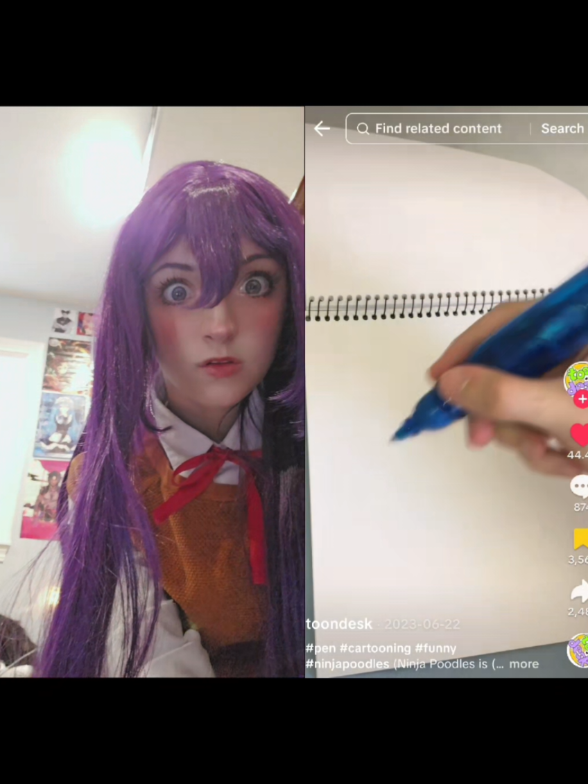 hand it here thanks ♡ #yuri #yuriddlc #ddlc #ddlccosplay #dokidokilitertureclub #dokidokiliteratureclubcosplay #fyp #fypシ #cosplay #anime 