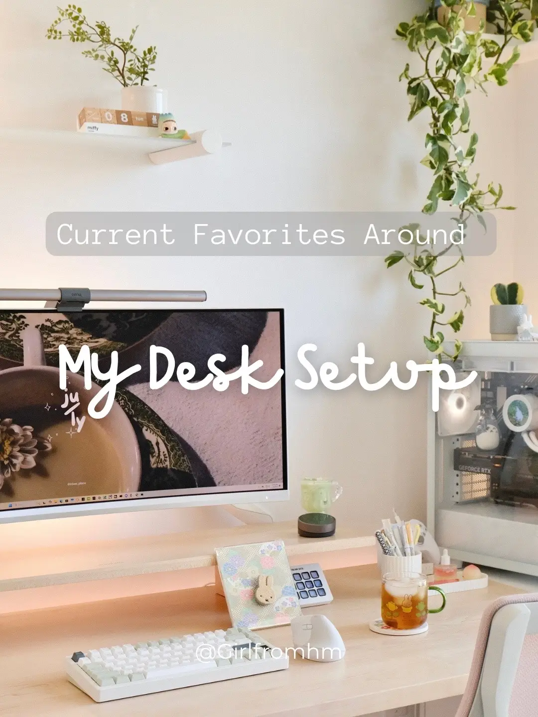 Just a few little things making my desk and days feel extra cozy lately 🤍✨ #desksetup #homeofficeinspiration #keyboards #creamykeyboards #deskspace #wfhlife #deskaccessories #deskessentials 
