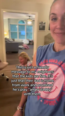 I’m shocked the police haven’t been called yet but then again, my neighbors probably aren’t shocked with the level of chaos they’ve witnessed. ##playingwithkids##daddyshome##bestdadintheworld##overstimulatedmom