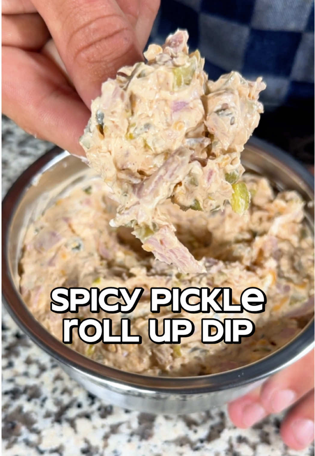 Spicy Pickle Roll Up Dip. Celebrating 1 year sober with my favorite dip. Perfect for the tailgate or cookout. Refrigerate before serving. Love you. 🖤 Make sure you refrigerate for at least 4 hours before serving, preferably over night. ✊  #dillpickle #comfortfood #dip #picklerecipe #viralrecipe #picklelover #tailgate #appetizer #fyp #fypシ゚viral  Ingredients: 6 medium dill pickles  1/4 cup diced pickled jalapeños  1/2 pound sliced ham  12 oz whipped cream cheese  1 tbsp bbq rub  1 tbsp @cholula chipotle  4 oz shredded sharp cheddar    