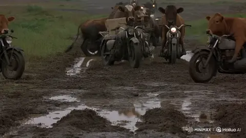 корова на мотацикле