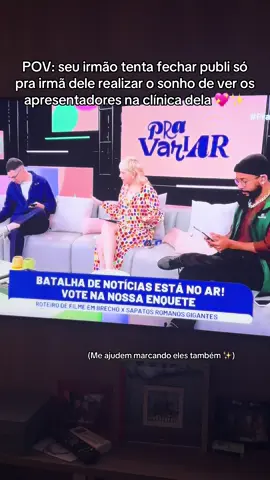 Hoje meu irmão estava inspirado e resolveu tentar fechar uma parceria com os apresentadores que eu amo: Gui, Duda e Luan 🥹💖 Ele sabe o quanto eu sou fã e o quanto seria um sonho receber vocês na Clarivie, a minha clínica que é um pedacinho de mim ✨ Postei o vídeo lá no TikTok, então se você também ama eles como eu… marca o @Gui Sampaio , a @Duda Menegheti e o @Luan Iaconis | Humor (e @Bielo Pereira que não estava presente) pra esse encontro acontecer! 🙏🏽💆🏽‍♀️ Seria uma honra ter vocês por aqui. A casa é de vocês 💫 #Clarivie #VemPraClarivie #pravariar #fy #fyp #dermato #diatv 