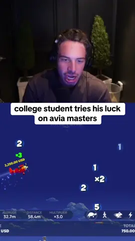college student tries his luck on avia masters #rydurz #kickstreaming #planegame 