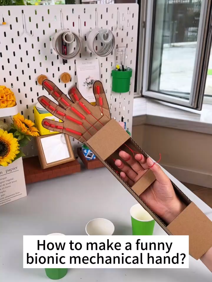 How to make a funny bionic mechanical hand？ #education #physics #scienceismagic #skills #handicraft