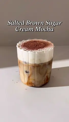 Salted Brown Sugar Cream Mocha🤎🤎 Bahan - bahan / Ingredients: 50 ml whipping cream 1 sdt (tsp) brown sugar Secubit garam / a pinch of salt 1 sdm (tbsp) susu / milk 120 ml milk Espresso 1-2 sdt (tsp) cocoa powder Ices #homecafe #homecafeindonesia #Recipe #aesthetic #coffee #EasyRecipe #coffeetime #fyp #brownsugar #seasalt 