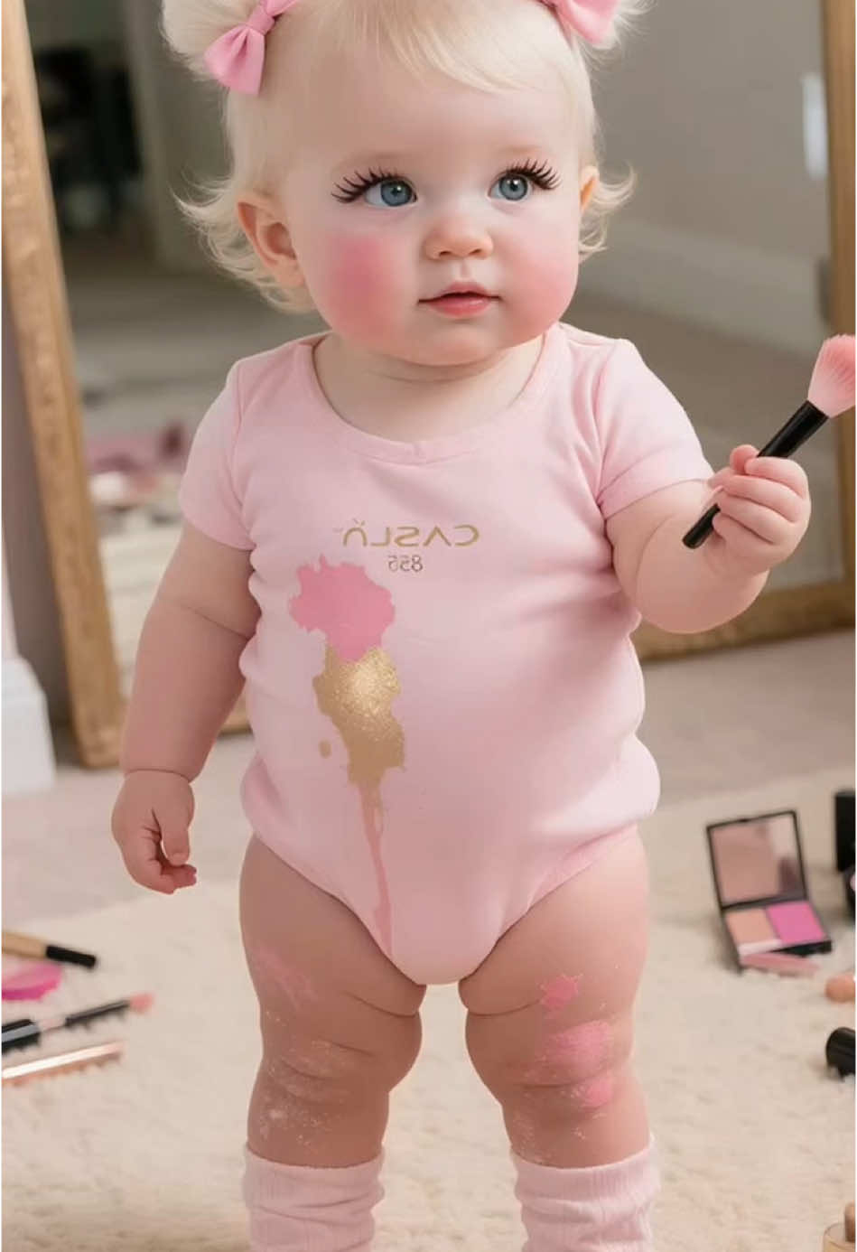 Cute baby doing makeup🥰 #cutebaby #babylove #babymakeup #beautymakeup #funnybaby #funnymoments #fyp #ai #capcutforus #capcut #capcutpioneer 