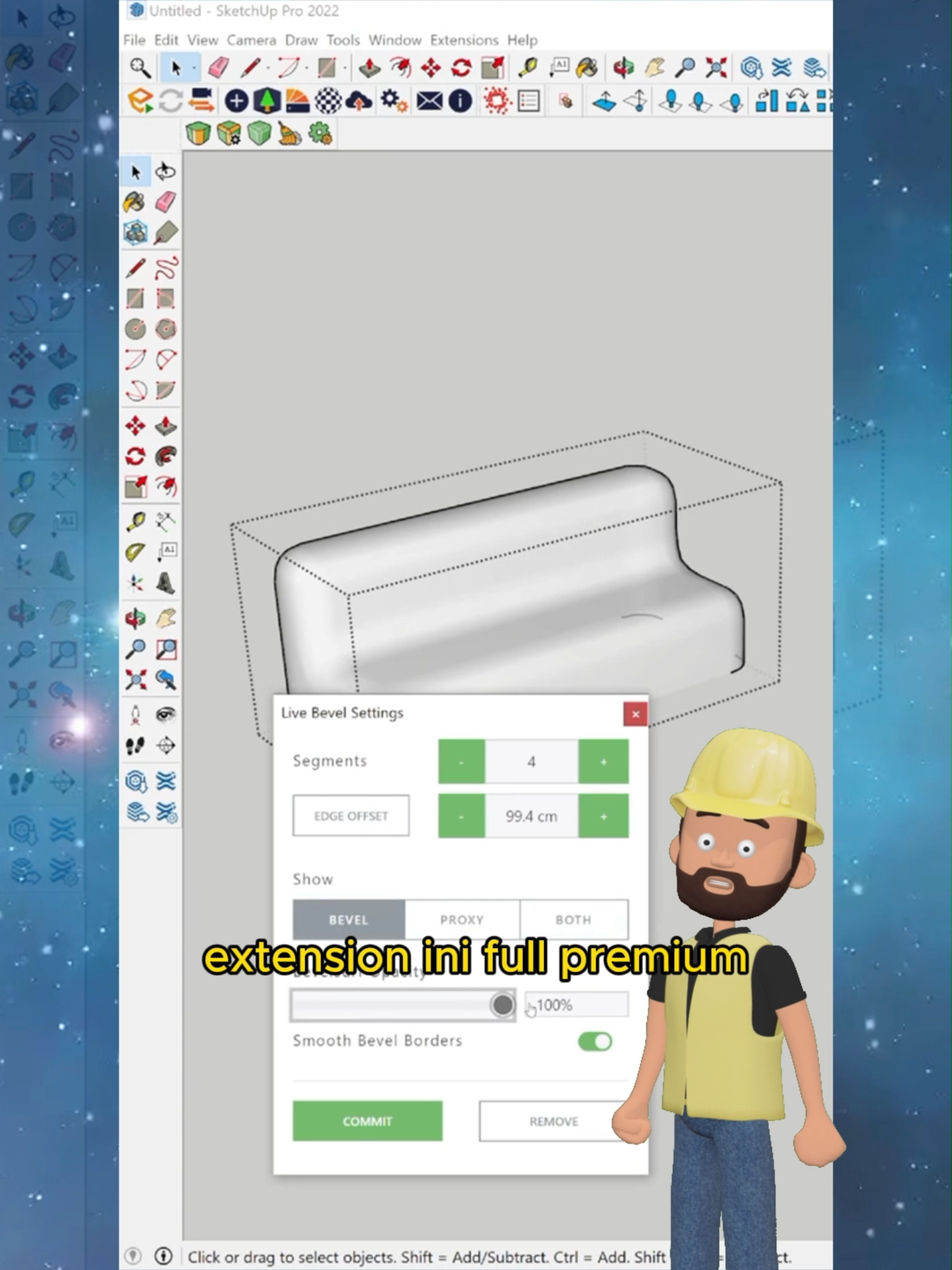 Cara menghaluskan sisi object yang lancip di sketchup. Cara ini bisa dipake di berbagai kasus dalam pembuatan model 3D . ini hanya salah satunya aja. Extension bisa kamu download di bio, sudah full cr@ck jadi tidak perlu perpanjang dan berlangganan lagi #sketchup3d #triksketchup #fypシ゚ #sketchupindonesia #desainminimalis