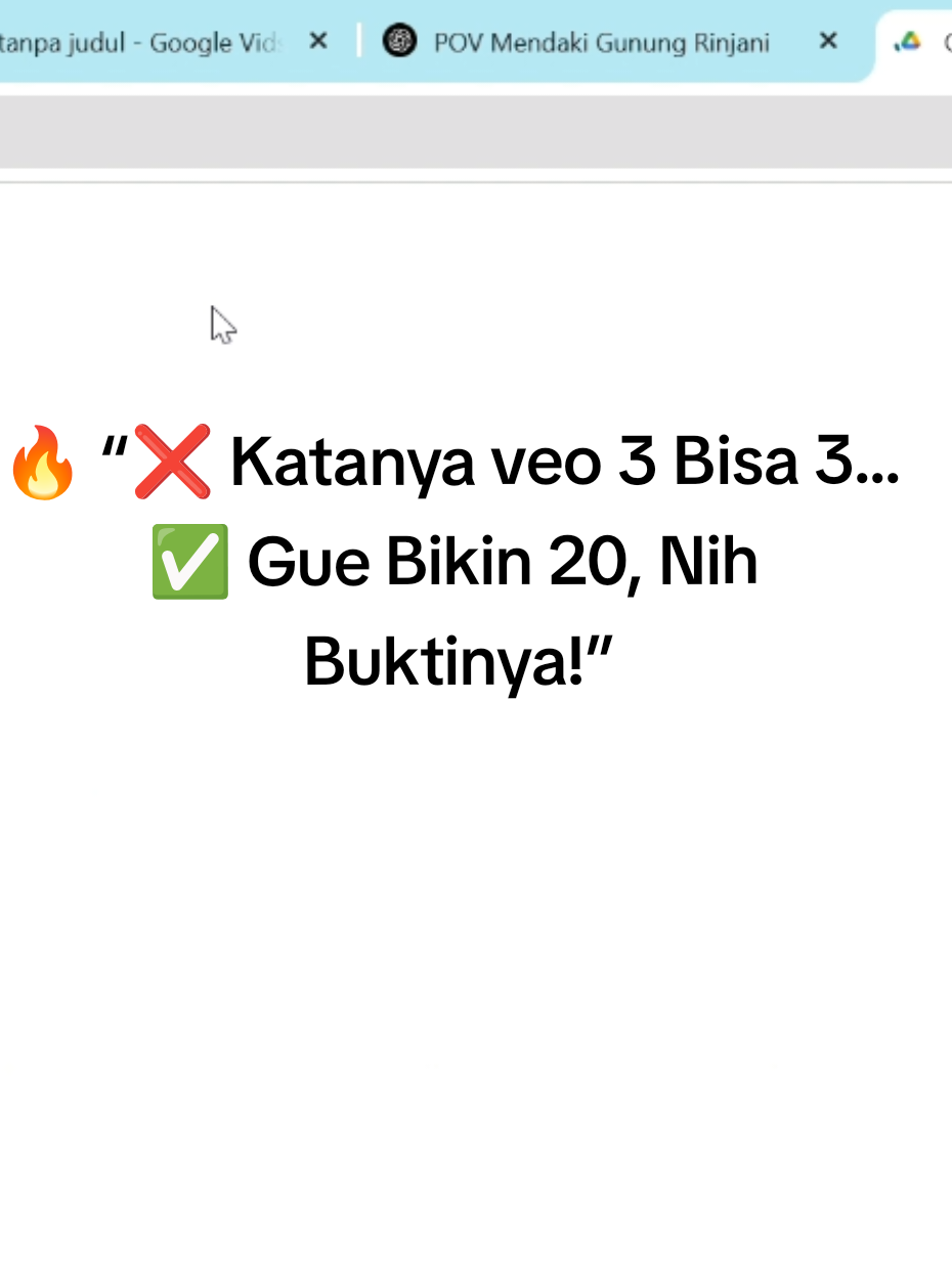 Tutorial Rahasia: Bikin 20 Video Sekaligus dari AI Google! #Veo3 #GoogleVids #AITools #CaraBikinVideo #TutorialAI #20VideoSekaligus #AutoNgonten #NgontenPakeAI #ContentCreatorIndonesia #FYP 
