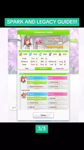 Easy and Simple Spark and Legacy guide! #umamusume #gacha #gachaclub #videogames #gaming #fyp #mobile #mobilegame #umamusumeprettyderby 