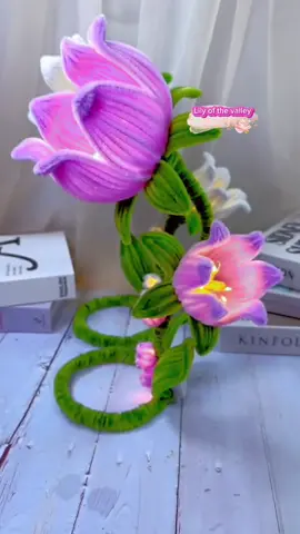 Amazing flower table lamp with pipe cleaner lily of the valley flower desk lamp #handmade #DIY #handmadegifts #handmadecraft #gift #flowers #craft #diyproject #diyfashion #diycraft #rose #foryou #tiktok #diystufftomake #handcraft 