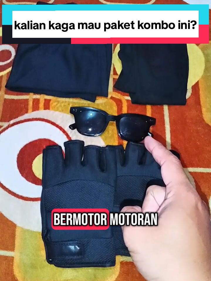paket kombo,sarung tangan,kacamata,masker buff,dan manset untuk kalian yg sering sunmor/gowes siang² panas breii🔥 #aksesoris #variasimotor #paketmurah #sarungtanganmotor #maskerbuff #manset #kacamata 