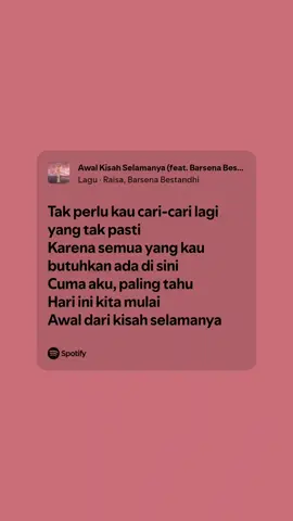 LAGUNYA BAGUS BGTTTT!!! Liriknya manis. Bestt songgg @Raisa @Barsena Bestandhi @JUNI Records  #raisa #barsenabestandhi #junirecords #awalkisahselamanya #fyp #fypage 