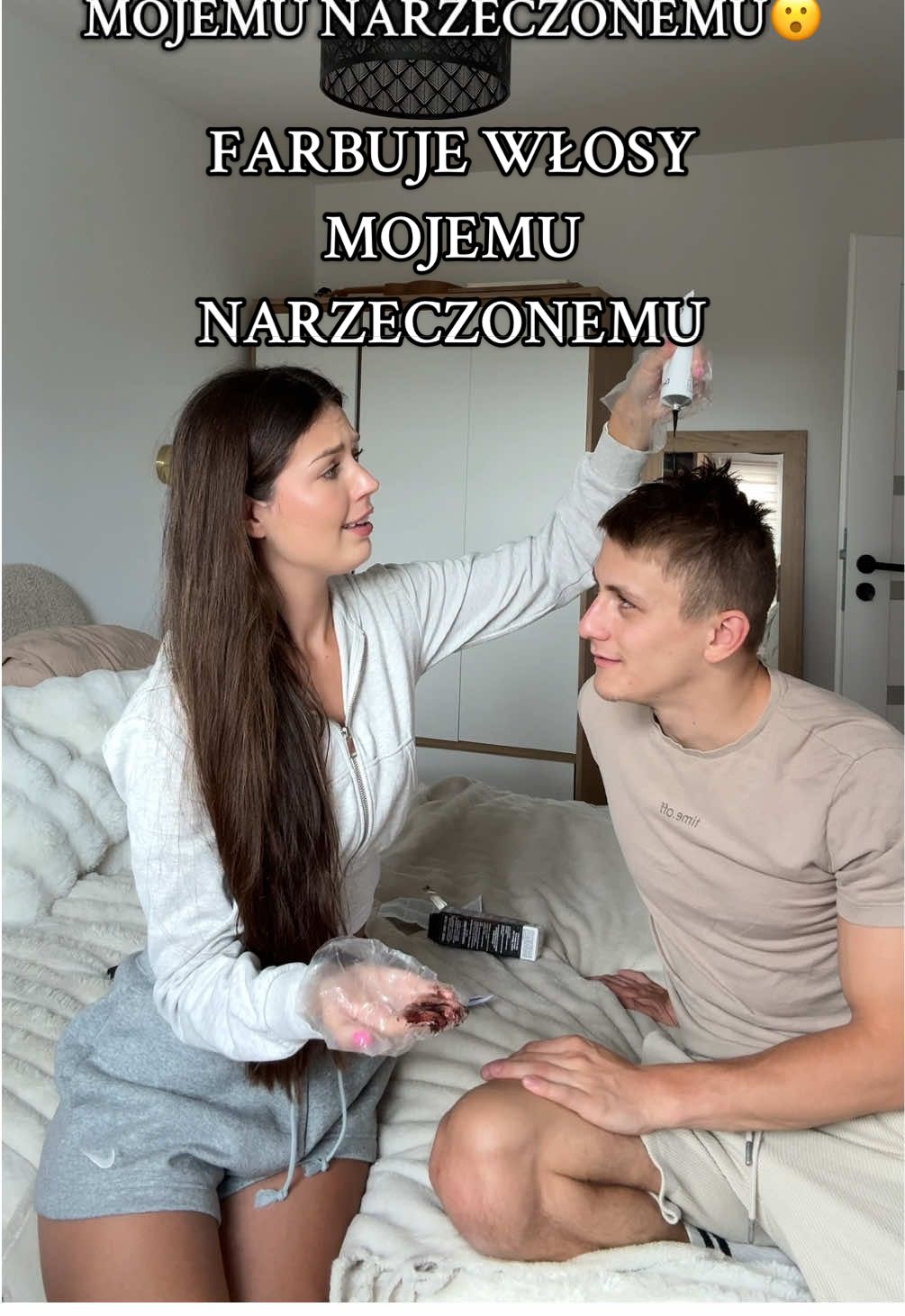 FARBUJE WŁOSY MOJEMU NARZECZONEMU🤭 #farbowaniewłosów #farbadowłosów #fryzjer 