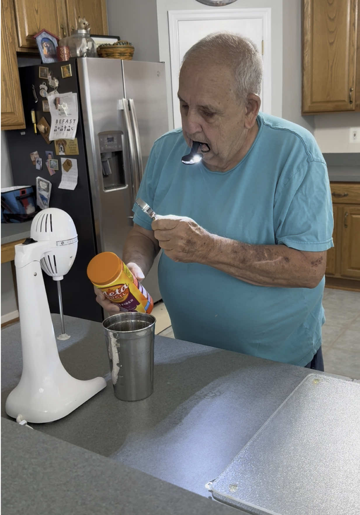 The worst I can do is sh** all night” 😂🤣😭💩 #laugh #funny #metamucil #mixer #mix #papa #grandparents #nothinggoesright 