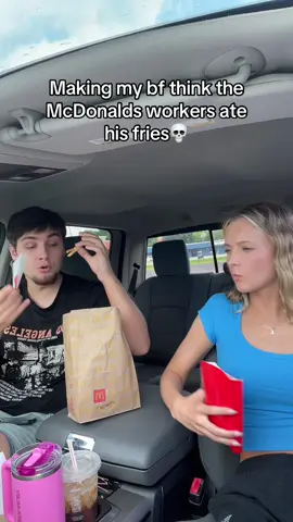 “What is wrong with them” 💀😭 (i put the fries in a napkin & gave them back after + gave him the rest of mine) #fyp #fypシ #couplecomedy #comedy #couplepranks #prank #viralvideo #creatorsearchinsights #lukeandgracie 