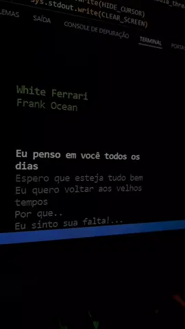 09/07 - Somos maiores em outra dimensão... #python #lyrics #programing #whiteferrari #frankocean #fypシ゚ #loveyou #p12 #depre #aestheric 