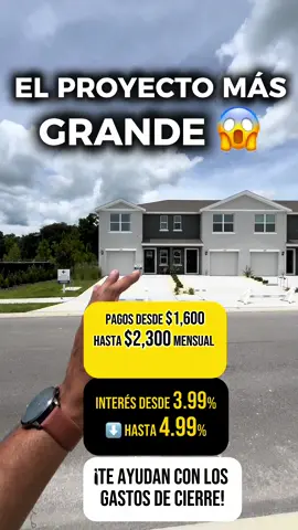 ¡ATENCIÓN FLORIDA! Este es el proyecto MÁS GRANDE ahora mismo 🏗️🏡 💵 Pagos desde $1,600 a $2,300 mensual 📉 Interés desde 3.99% – 4.99% 🎁 ¡Y te ayudan con los gastos de cierre! Y downpayment assistan!