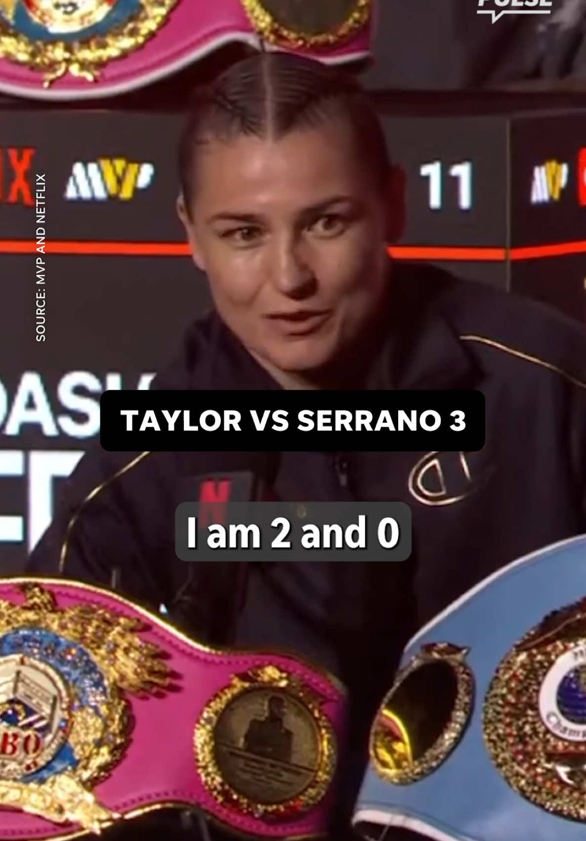 Katie Taylor and Amanda Serrano exchange words ahead of fight 😳 #boxing #jakepaul #netflix #katietaylor #amandaserrano #fight #womenssports 