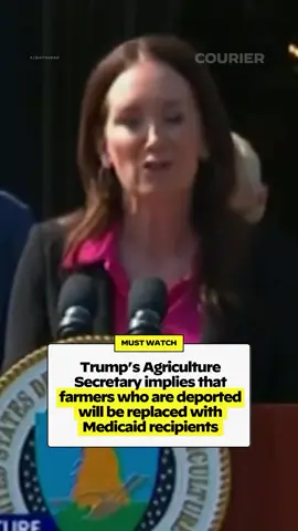 Agriculture Secretary Brooke Rollins, during a July 8, 2025 Cabinet-level press conference, emphasized that the administration will offer “no amnesty” for undocumented farmworkers, as part of a plan to deport and replace them “in a strategic way.” She stated that as the farming sector “moves toward automation and 100% American participation,” the roughly 34 million able‑bodied adults on Medicaid could serve as a labor source — effectively suggesting that domestic workers on public aid could replace migrant labor, alongside technology and automation  . Critics argue that Rollins’s proposal overlooks key facts: many Medicaid recipients face health or disability challenges, and automation isn’t yet a viable replacement for much manual farm labor, such as picking delicate fruits  . Further, the push for a “100% American workforce” has raised alarm among agricultural leaders, who say it could disrupt food production unless managed carefully or supplemented by legal worker programs  . #Br#BrookeRollinse#Medicaida#FarmLaborm#ImmigrationPolicyu#Automationo#NoAmnestyg#Agricultureo#FoodSecurityS#USDAe#Deportations Secretary of Agriculture Brooke Rollins suggests that suggests that deported farm workers will be replaced by Medicaid recipients. repost @couriernewsroom Help this information get to more voters. 🇺🇸 A well-informed electorate is a prerequisite to Democracy.—Thomas Jefferson