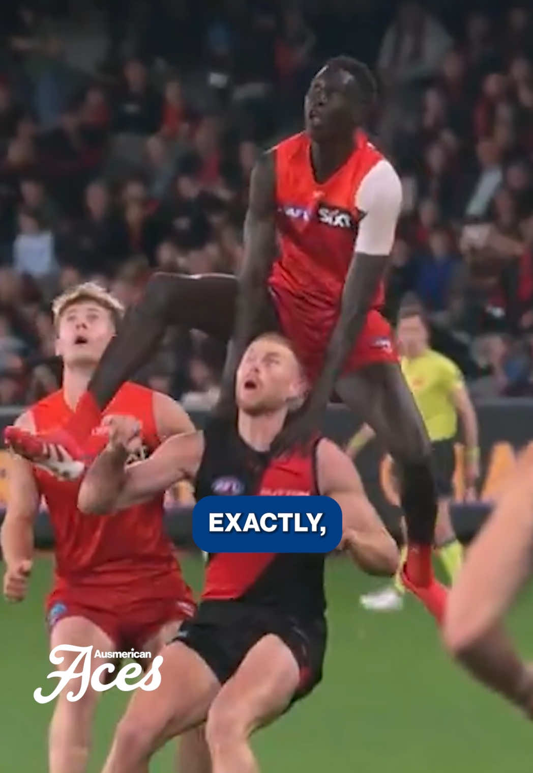 Mac got bowled an absolute ripper then sat on 2m Peter’s head 😂😂 What a star! Find the full chat via the Round 18 Aces AFL show now live #AFL #AusmericanAces