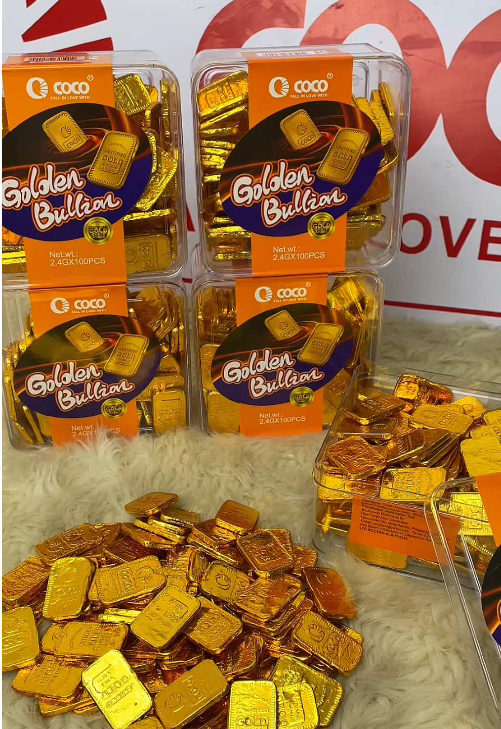 Restock‼️COCO Golden Bullion Jar 100pcs per Jar/₱72 lang! Best-Seller for giveaways & 1 piso selling in your sari-sari store! Check out yours! #goldenbullionchocolate #goldenbullion #bullion #chocolate #bullionjar #cocofood #live #fyp #cocofood#paninda #giveaway #cocofoodph 