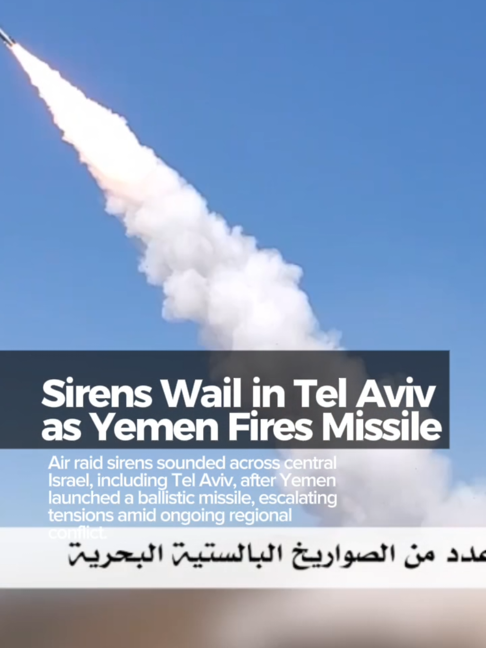 10JULY2025 | Air raid sirens sounded across central Israel, including Tel Aviv, after Yemen launched a ballistic missile, escalating tensions amid ongoing regional conflict.