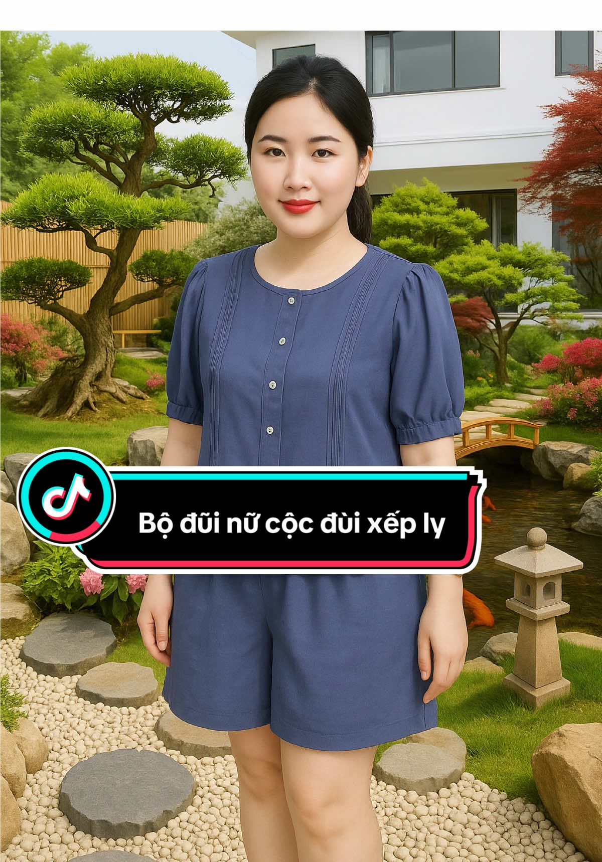 Bộ đũi nữ cộc đùi xếp ly cổ tròn ,quần short ông suông rộng #DungMiu❤️ #dobo #doboxinh #setboxinh #quanao #xuhuong 
