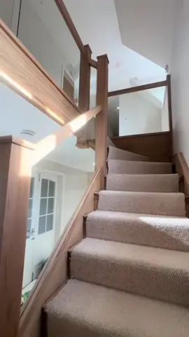 Full Oak and Glass Staircase Transformation ✨ #Home #transformation #stairdesign #glass #asmr #satisfying #woodworking #interiordesign 