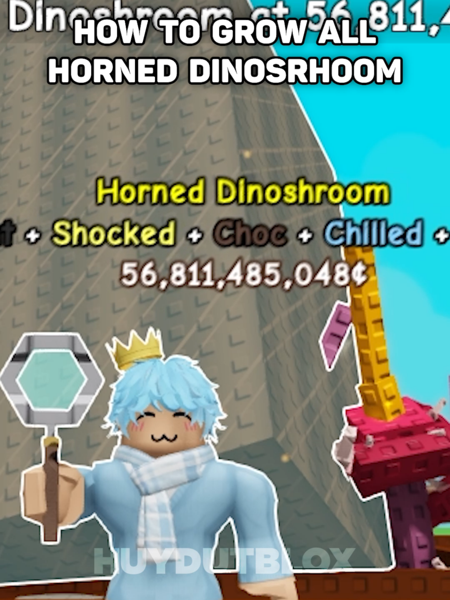 How To Grow All Giant Gold Horned Dinoshroom😱 #roblox #huydutblox #growagarden