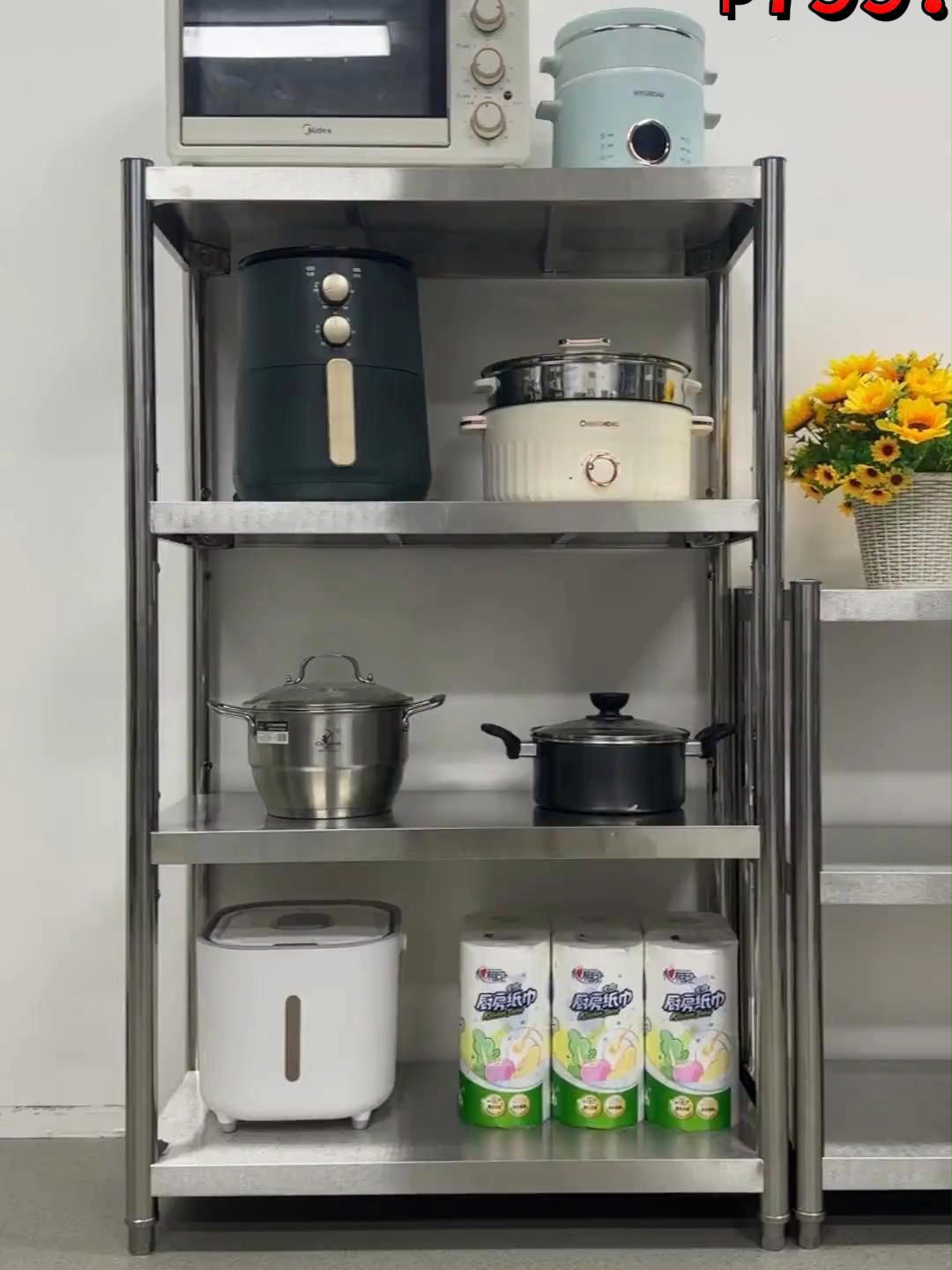 5 Layer Stainless Steel Kitchen Storage Rack Shelf with Wheels -Multipurpose Organizer for Microwave #5layer #stainlesssteel #kitchen #storage #rack#wheels#multipurpose#organizer#microwave#titokshop#titokmademebuyit