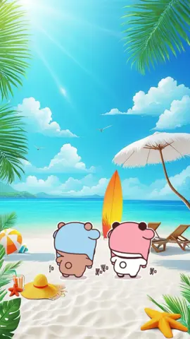 Dudu y bubu en la playa🐻🐼❤️ #dudu #bubu #duduybubu #duduybubu_ositos #duduybubudibujosanimados #parejas #novios #pareja 