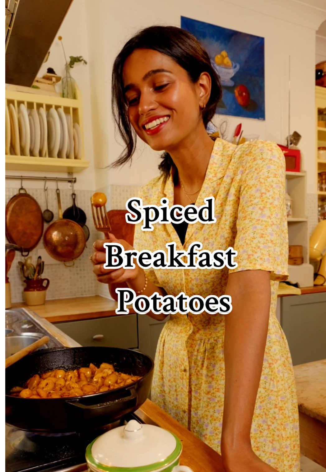 Recipe: Ingredients: 	•	500g miniature new potatoes, halved (skins on) 	•	Oil/butter/ghee whatever you prefer  	•	2 tsp cumin seeds 	•	A pinch of asafoetida  	•	1 heaped tsp turmeric  	•	1 heaped tsp Kashmiri red chilli powder 	•	1 green chilli, chopped 	•	Salt, to taste 	•	Fresh lemon juice, to garnish 	•	Fresh coriander, to garnish 	•	Sliced red chillies, to garnish 	•	Chopped red onion, to garnish Method: ~Heat oil in a pan on medium heat. ~Add a pinch of hing, then 2 tsp cumin seeds. Let them splutter. ~Add the halved potatoes and mix well. ~Sprinkle in turmeric, Kashmiri red chilli, and salt. Add the chopped green chilli. ~Mix everything, cover, and cook on low-medium heat until the potatoes are tender, stirring occasionally. Open and cook towards the end so they could get crispy. ~Check salt and adjust if needed. ~Turn off the heat and squeeze over some fresh lemon juice. ~Garnish with fresh coriander, sliced red chillies, and chopped red onion. Enjoy hot with chai, wrap in a roti, or have it with a fried egg on the side- very versatile! #potato #curry #potatotiktok #FoodTok#cooktok#recipes#fyp#foryoupage❤️❤️ 