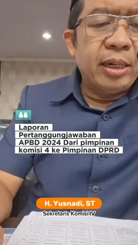 Sekretaris Komisi IV Menyampaikan Laporan Hasil Pembahasan terkait Pertanggungjawaban APBD  Tahun Anggaran 2024 pada Mitra Komisi.  Beberapa catatan yang mengemuka: •Adanya Ketimpangan Kinerja antar setiap OPD yang perlu dievaluasi •Perlunya Percepatan dalam Tunda Bayar dan evaluasi kualitas belanja • Minimnya Output fisik di beberapa OPD,  dan efektivitas dana APBD #fraksipkslampung #fpkslampng #dprdprovinsilampung #dprdlampung #pansus 