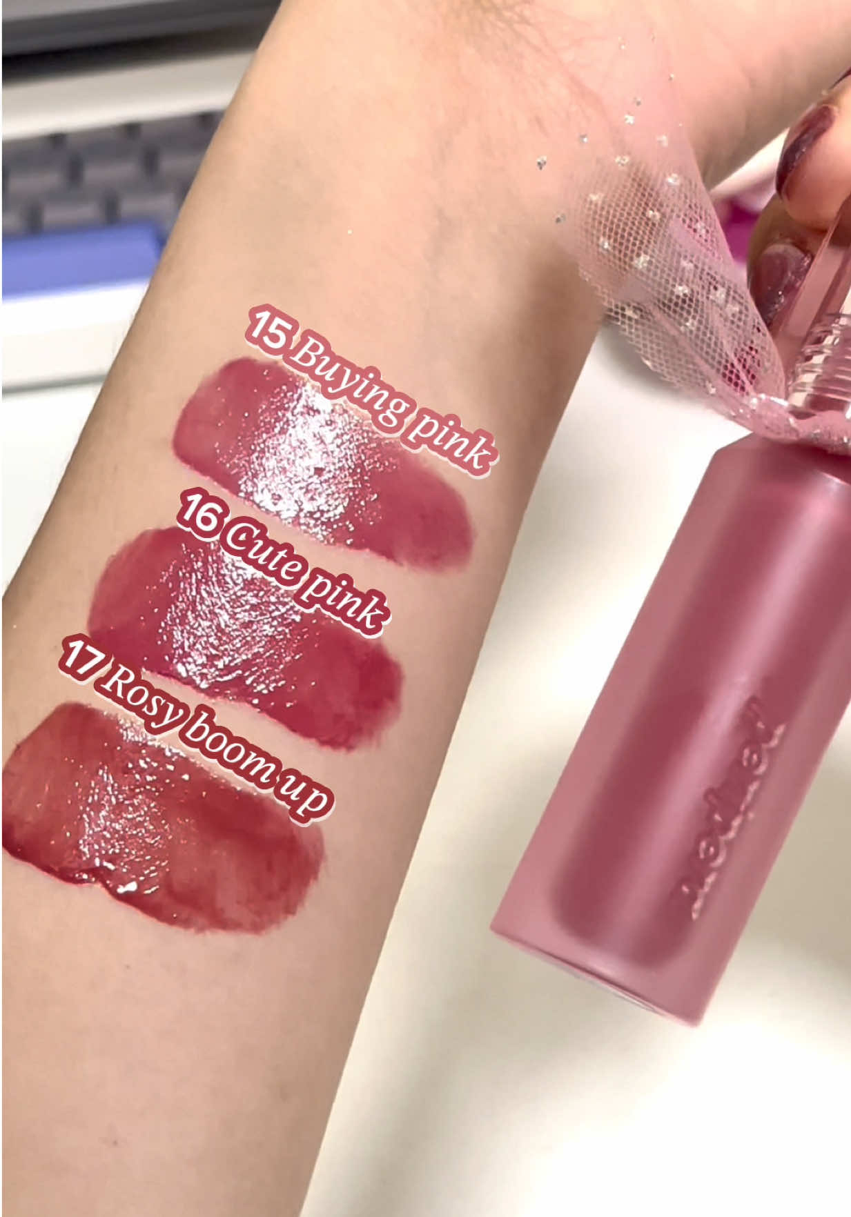 น้อนลิปโบว์สุดแสนจะน่ารัก  Peripera Water bare tint 🎀 🌷15 Buying pink 🐹16 Cute pink 💗17 Rosy boom up #peripera #periperathailand #รีวิวบิ้วตี้ #tiktokพาช้อป #waterbaretint 